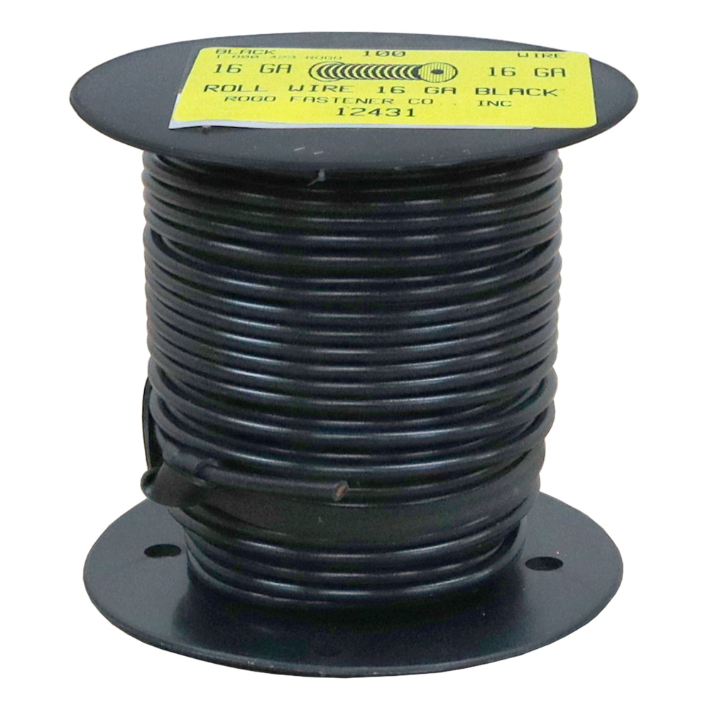 16 Gauge Black General Purpose Primary Wire - 100' - Rogo Fastener Co