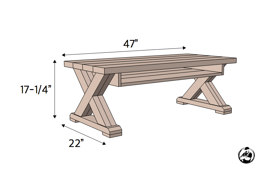 X Leg Coffee Table w/ Shelf » Rogue Engineer