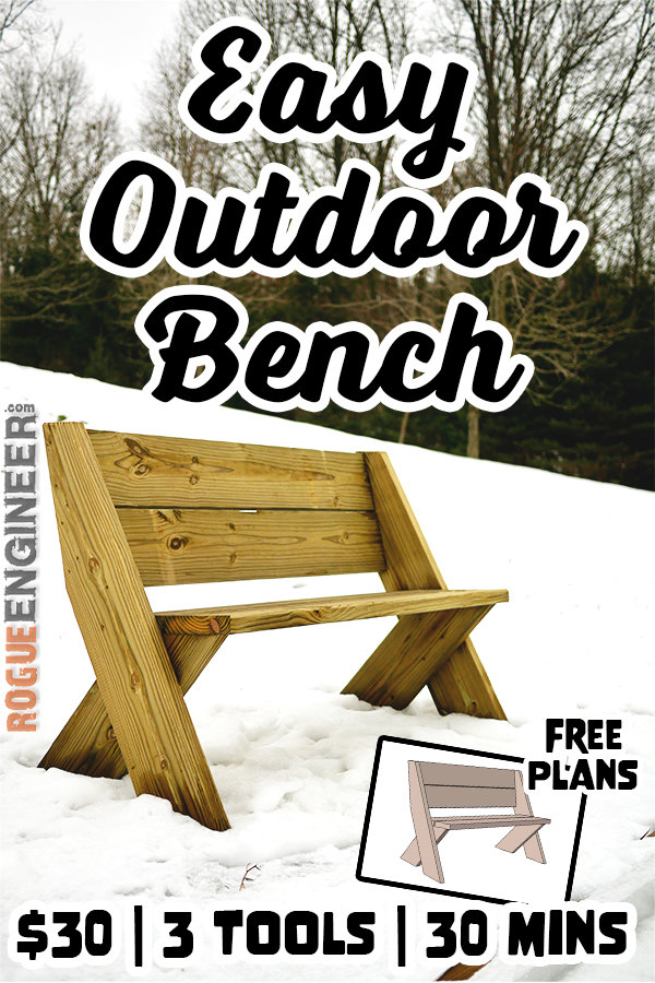 DIY Outdoor Bench in 30 mins w/ only 3 Tools! Plans by Rogue Engineer
