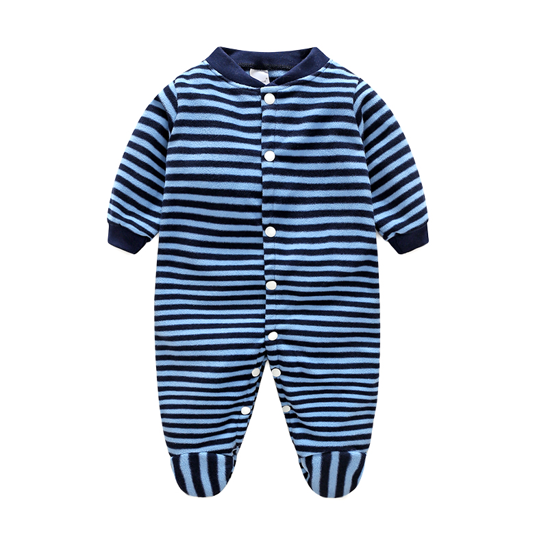 Newborn Baby Rompers Boy Girl Footed Rompers Long Sleeve Fleece Bhalei