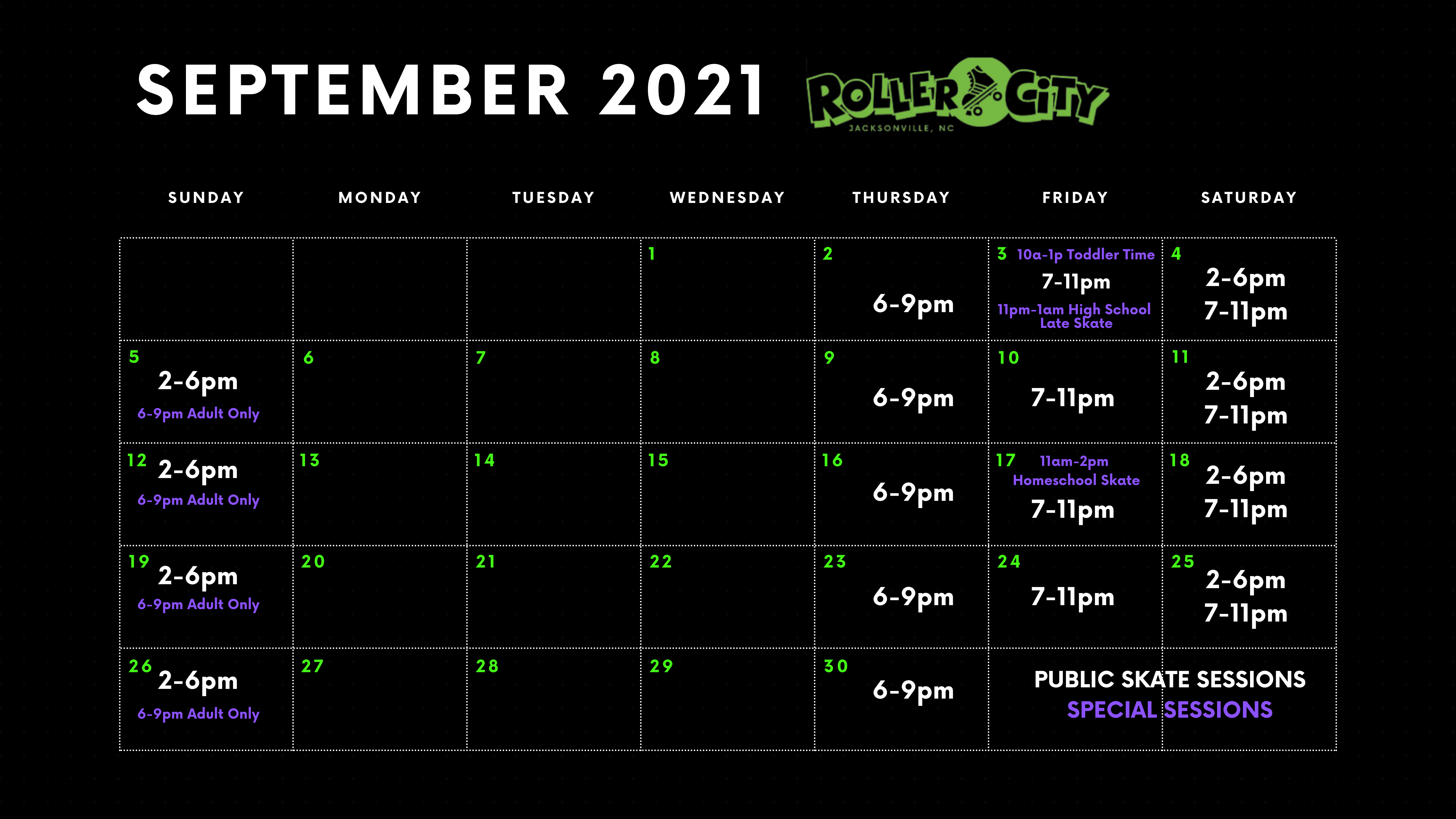 septembereventcalendar1 Roller City of Jacksonville