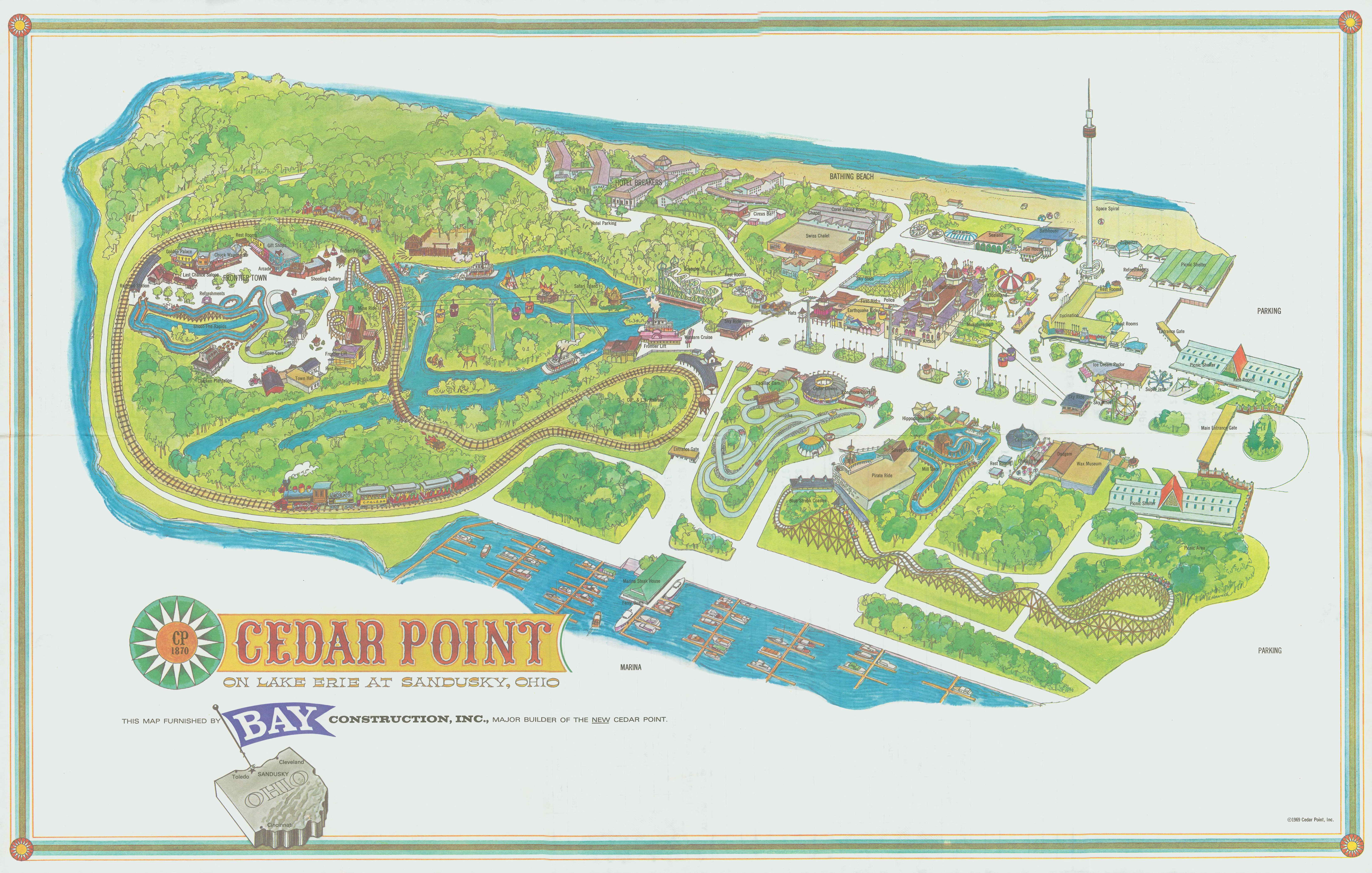 Old Cedar Point Souvenir park Maps 1973/1974 information. PointBuzz