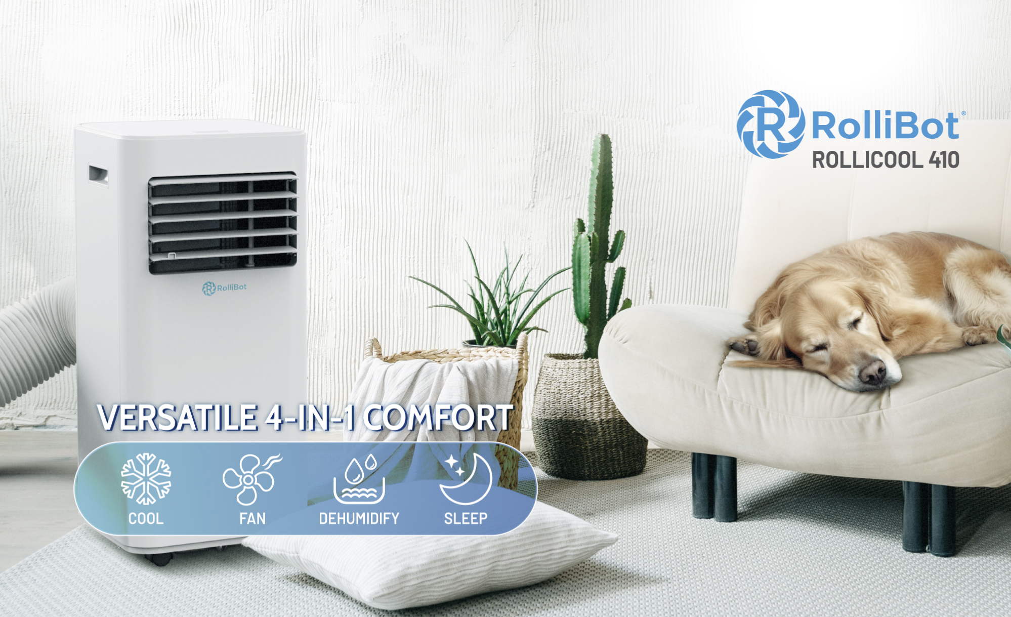 ROLLICOOL Alexa-Enabled Portable Air Conditioner – 10,000 BTU 4-in-1