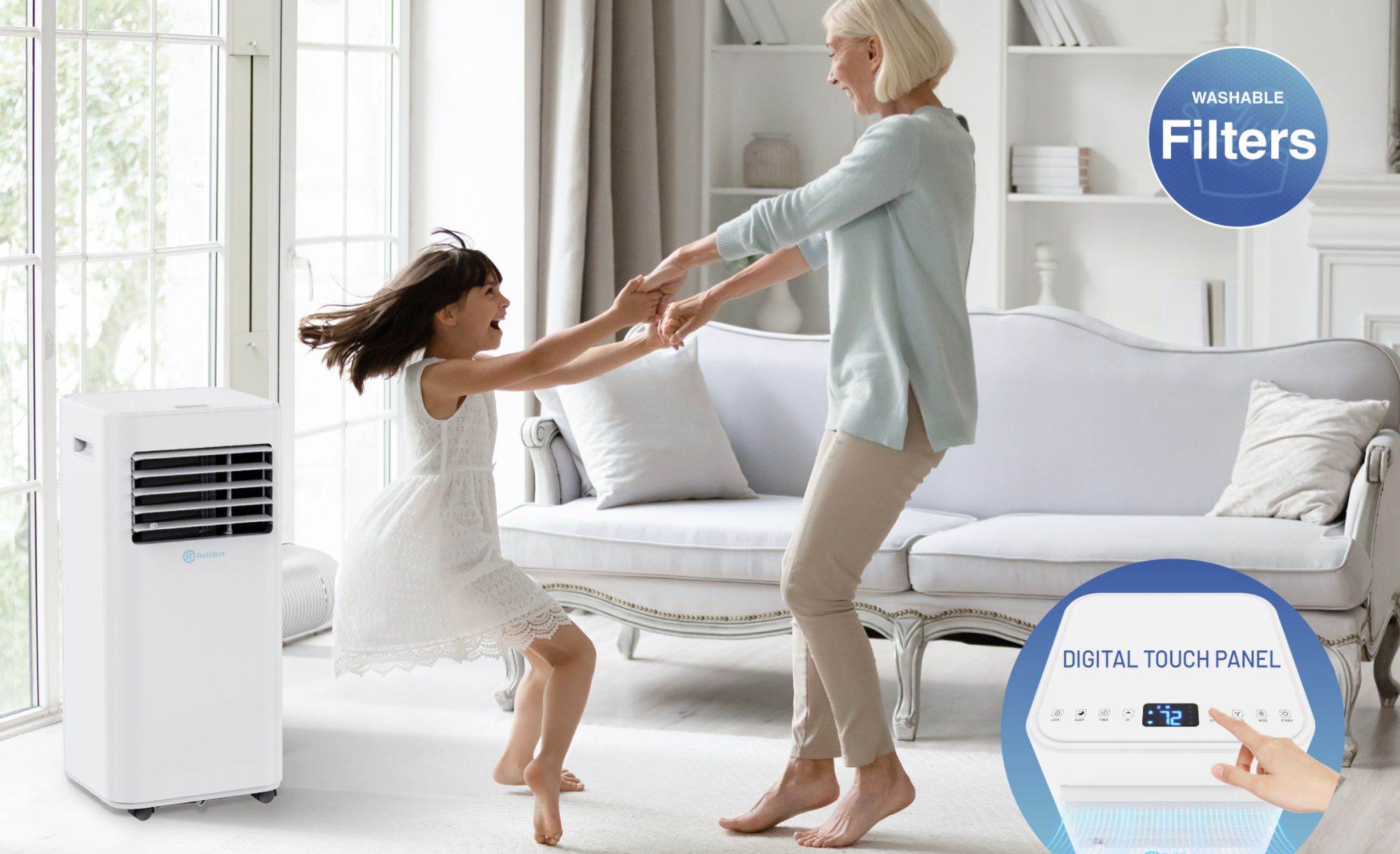 ROLLICOOL Alexa-Enabled Portable Air Conditioner – 10,000 BTU 4-in-1