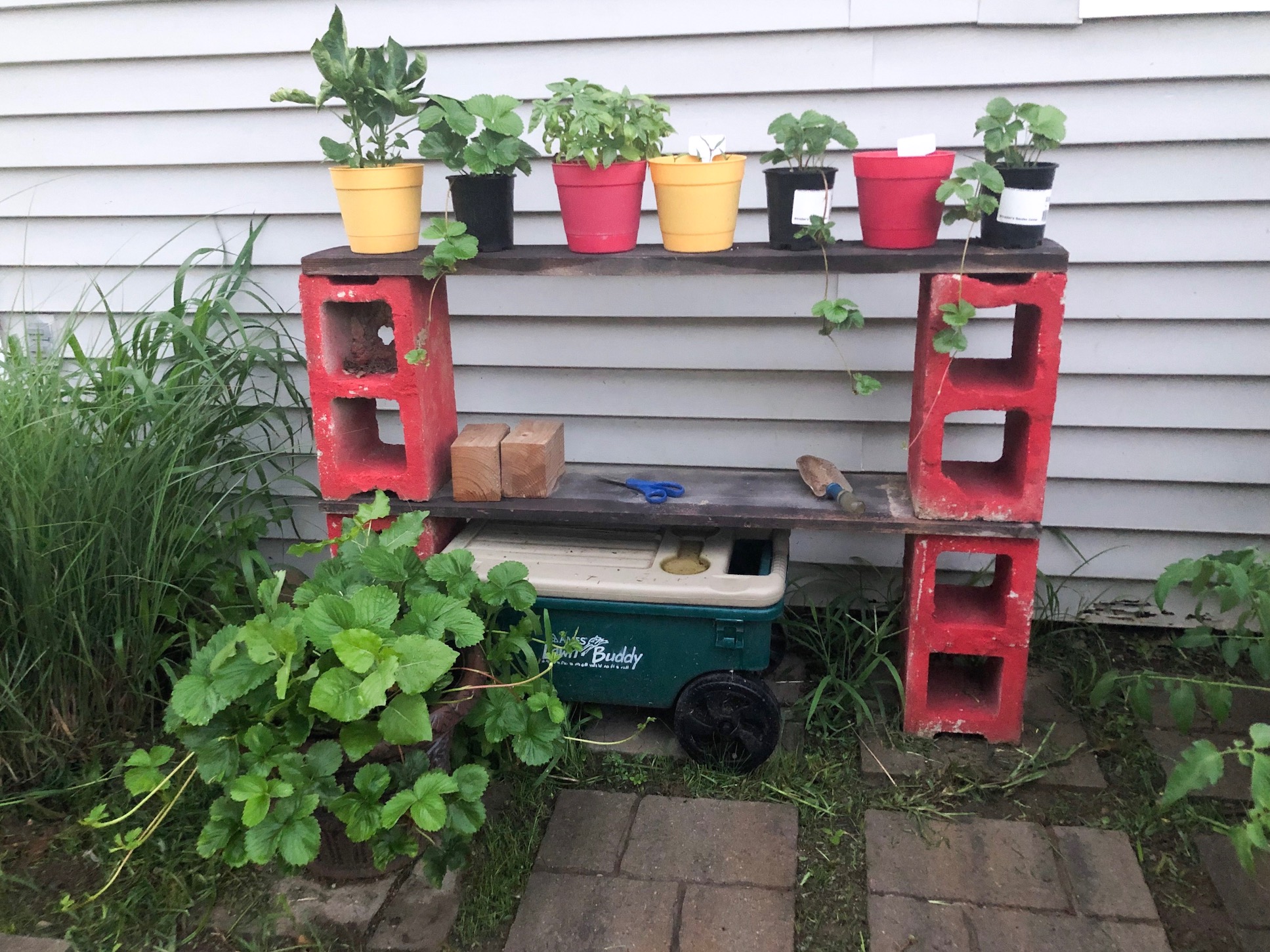 DIY Cheap Cinder Block Patio Shelves Rolling Richmond
