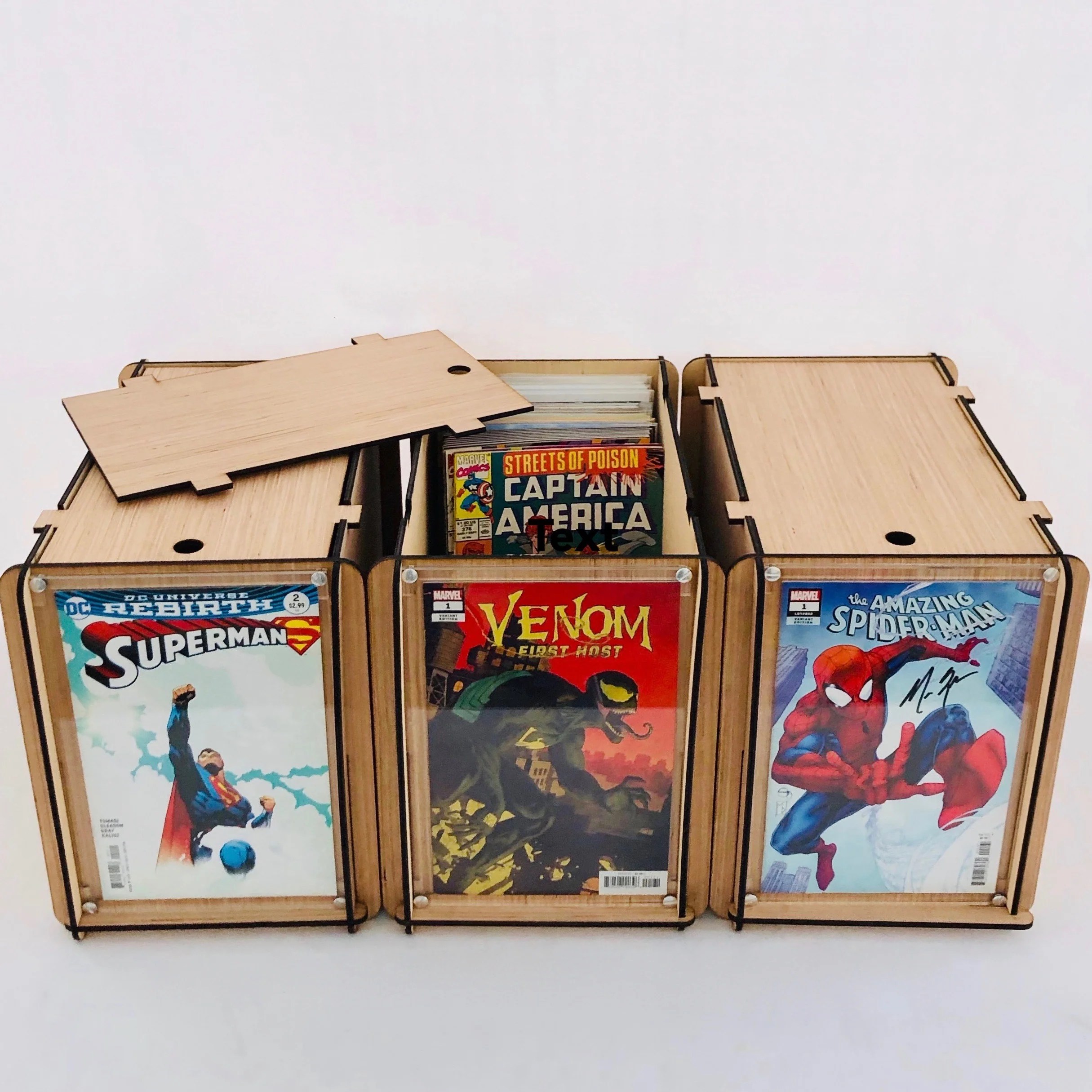 Comic Book Storage Boxes with Comic Frame 3 pack Perfect for