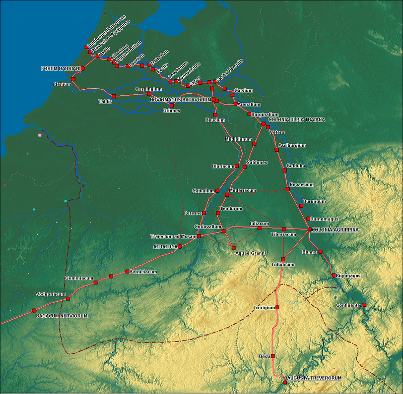 Kaart Romeinse Wegen Nederland Romeinen en mobiliteit het Romeinen.info