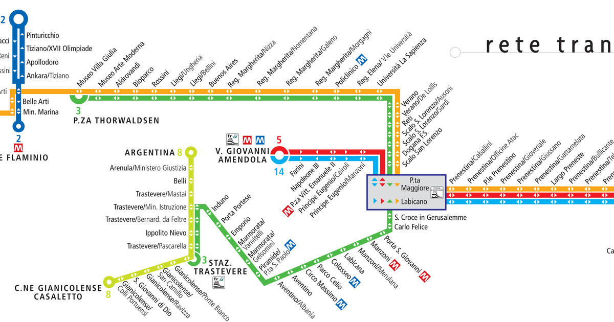 Map of Rome tram stations & lines