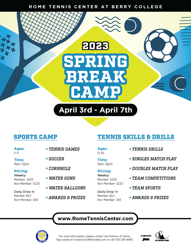 Rome Tennis Center at Berry College Spring & Summer Tennis Camps Rome
