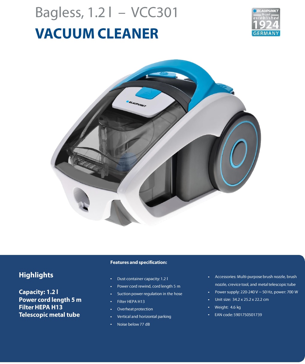 BLAUPUNKT Vacuum Cleaner VCC301 ROMICO