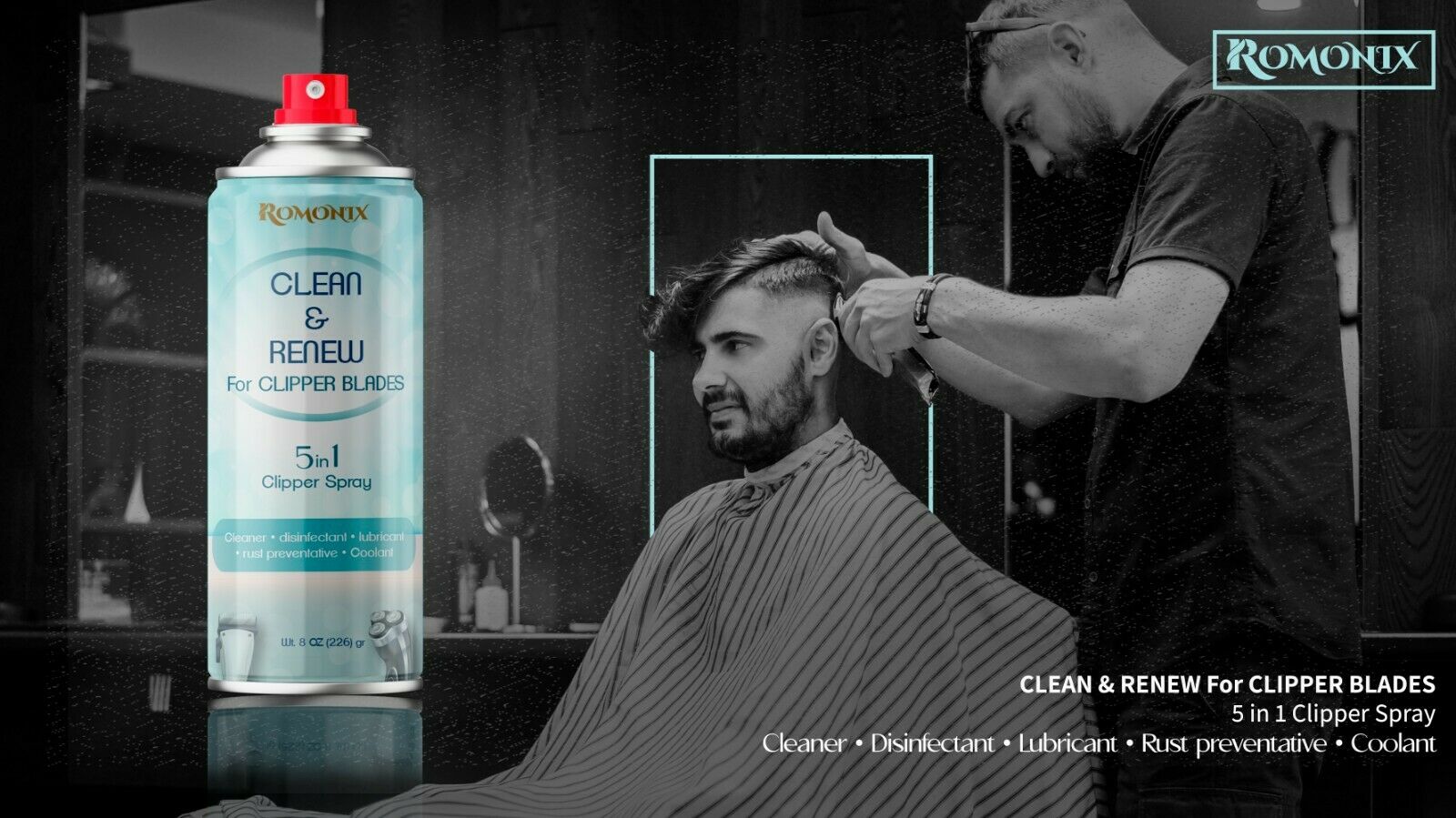 Romonix RM303 CLEAN & RENEW For CLIPPER BLADES 5 in1 Clipper Spray