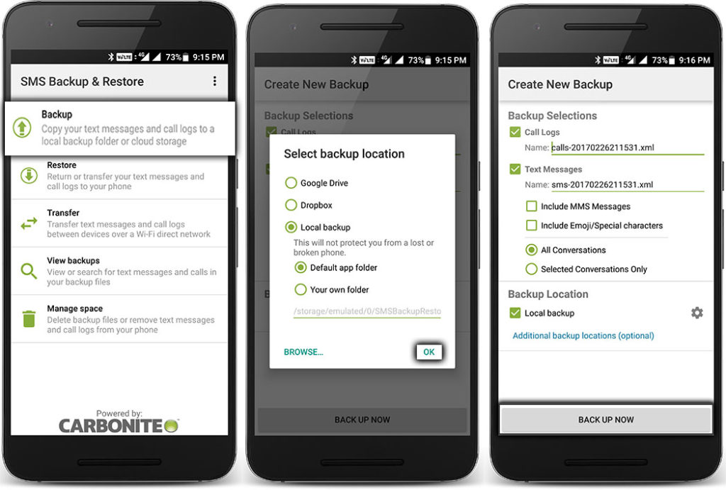 How to Completely backup Restore Android app data Msg call log etc