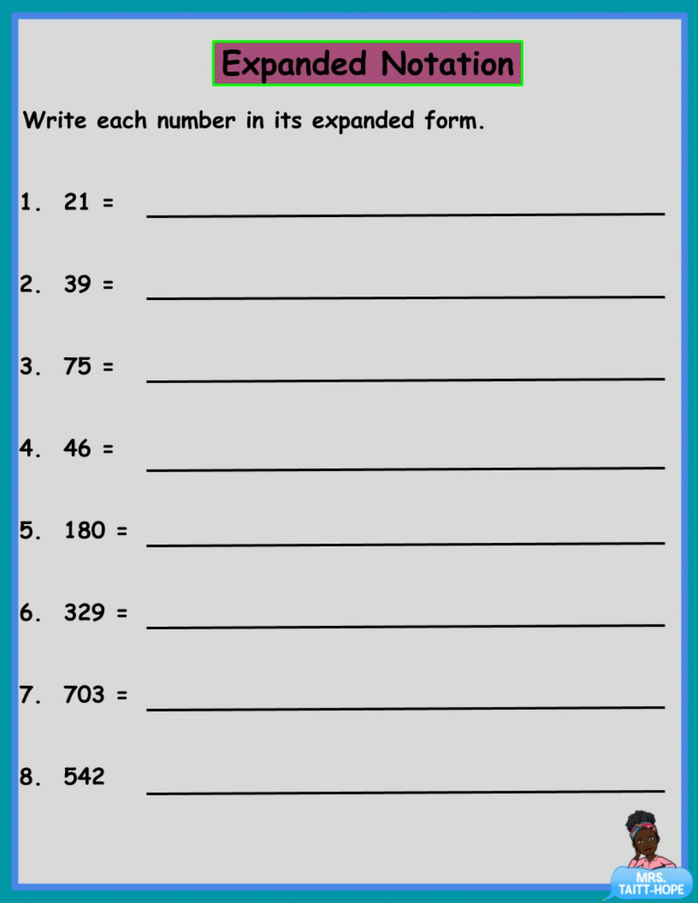Expanded Notation Worksheets Printable | Ronald Worksheets