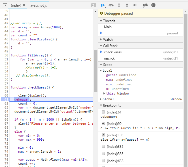 Lecture Debugging in Javascript and Chrome COP3530