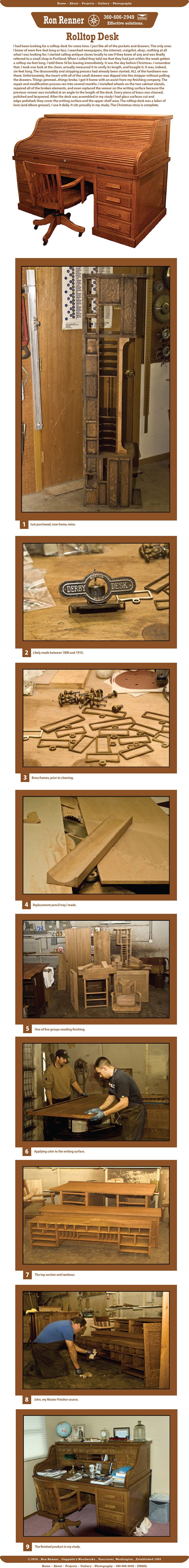 rolltop desk, Ron Renner, Geppetto's Woodworks, since 1983, custom