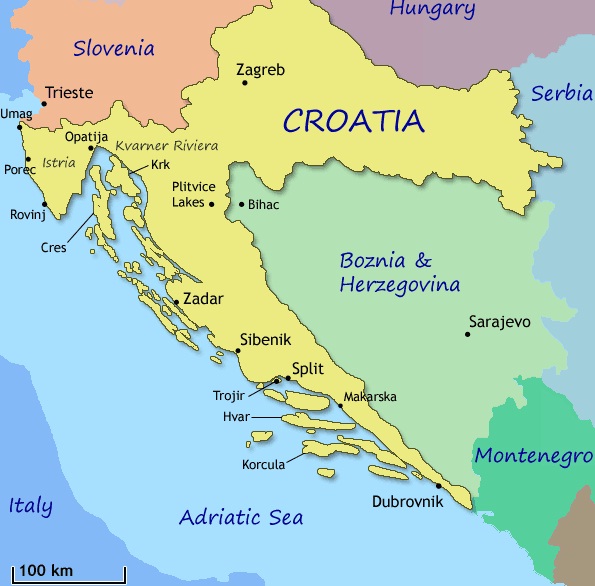 Croatia Map and Satellite Image Geology