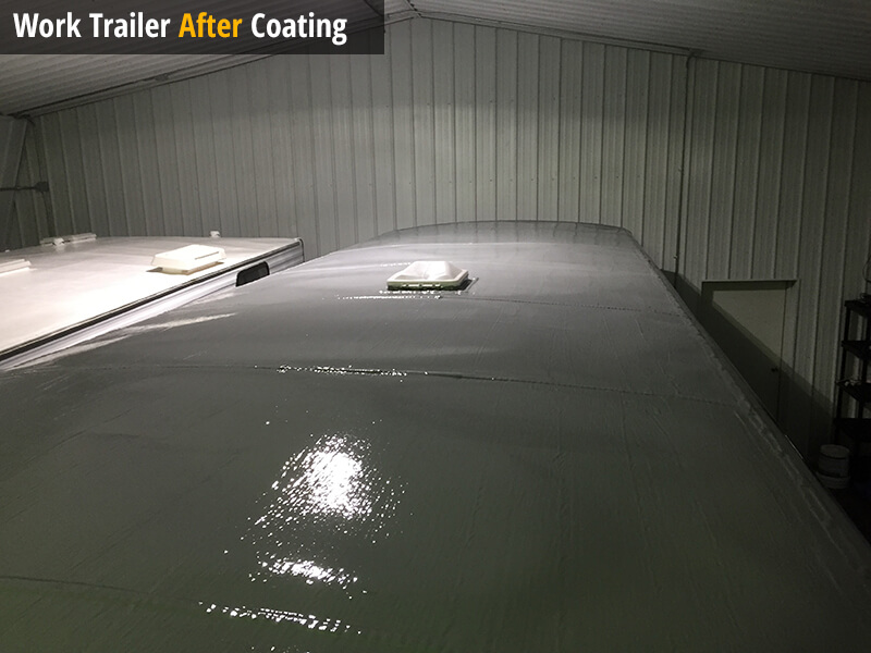 Work Trailer After Coating Roof Armour ReInventing Roofing with Ultimate Wind, Hail and