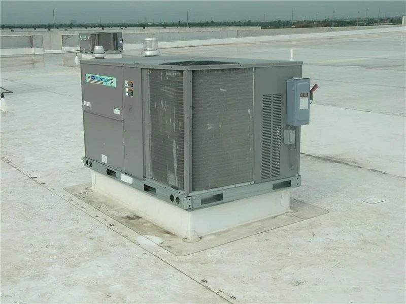 Curbed HVAC unit on a TPO roof