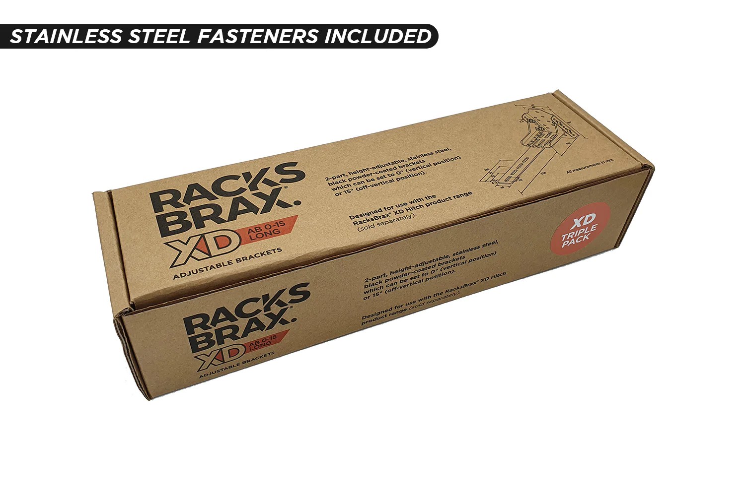 RacksBrax XD Adjustable Brackets Long Triple 9103 to Roof