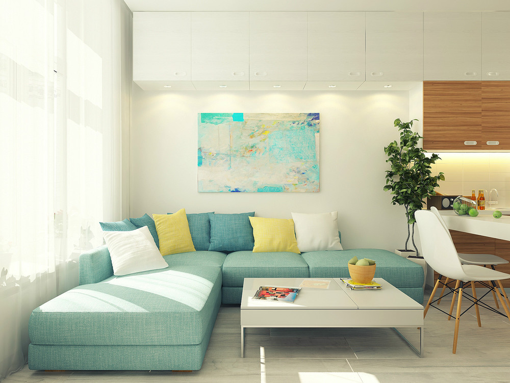 Stylish Small Apartment Design Painting Ideas by Using Pastel Color