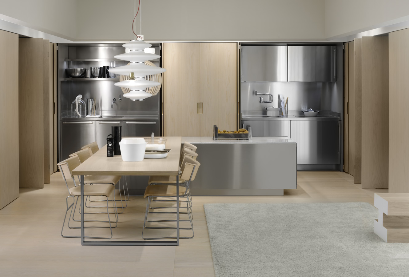 Simple Kitchen With Aluminium Furniture Design For Small Space by