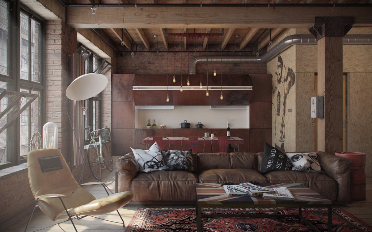 Studio Apartment Decorating Exposed Brick Wall Which