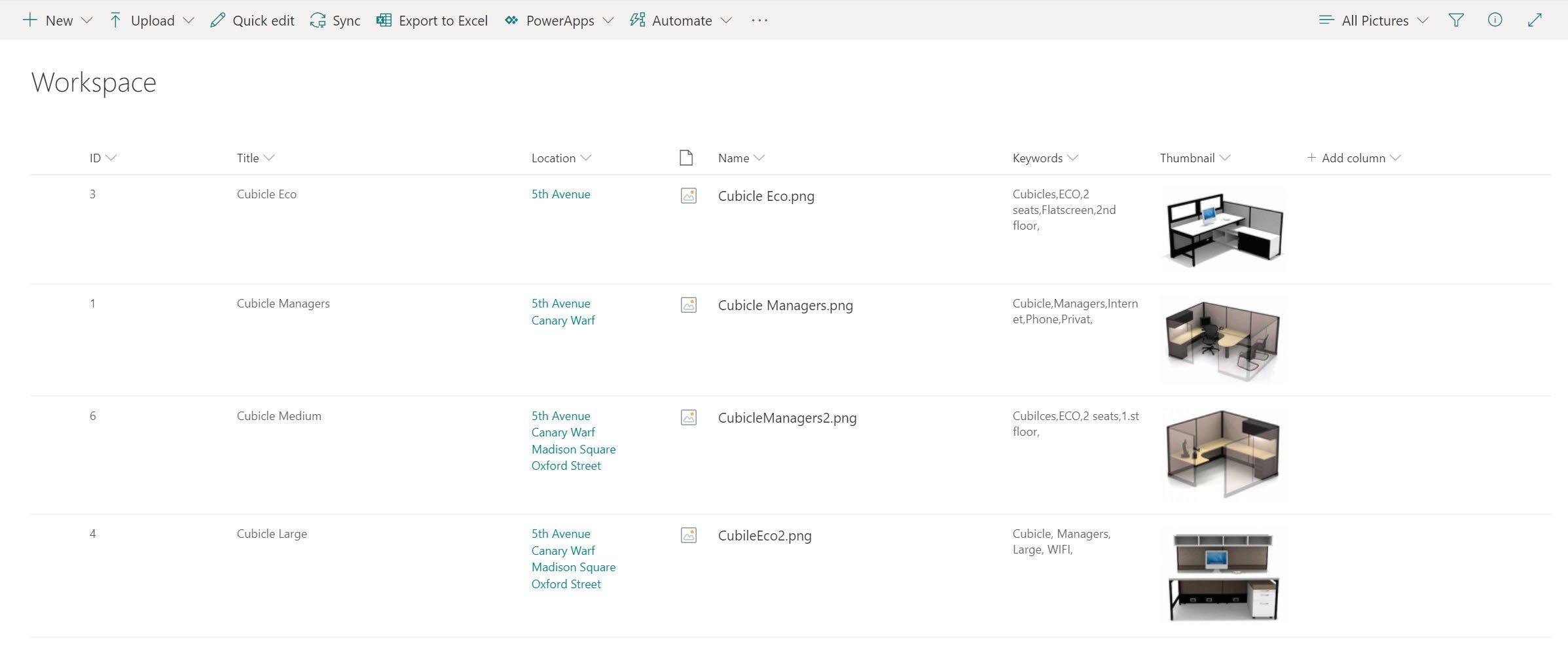 Workspace List Room Manager Office 365