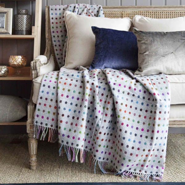 MultiSpot Grey Lambswool Throw Room on the Row