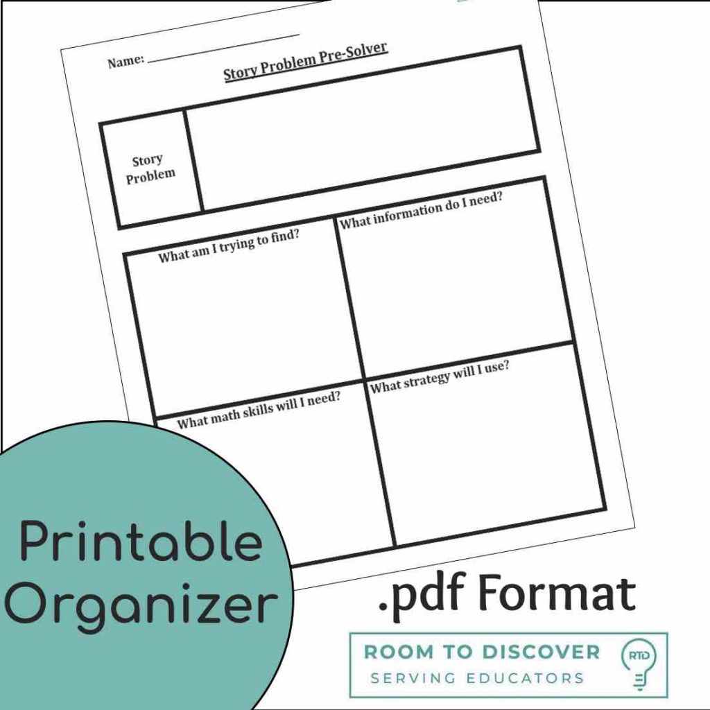 Math Word Problems Pre-Solving Graphic Organizer