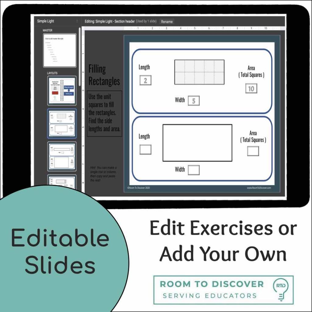 1 and 2 Digit Area Models Activities Digital Visual Models