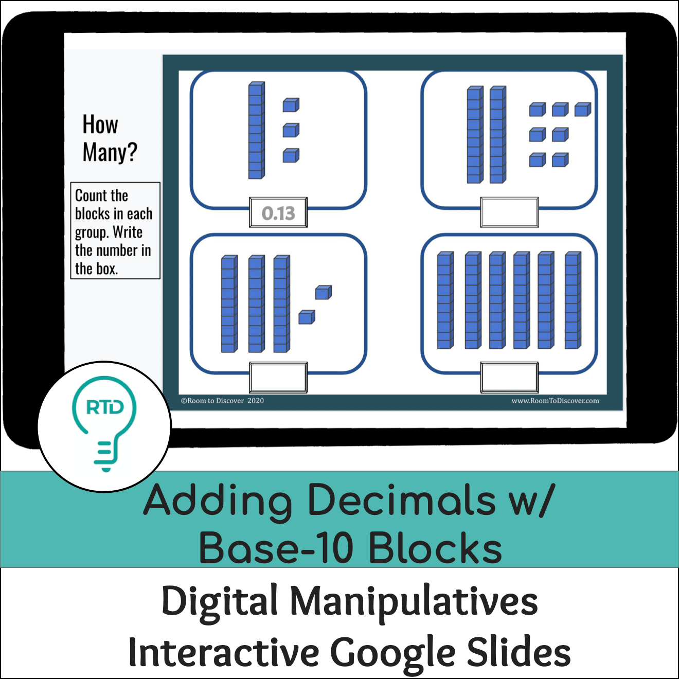 Adding Decimals to Hundredths Using Base-10 Blocks | Digital Visual Models