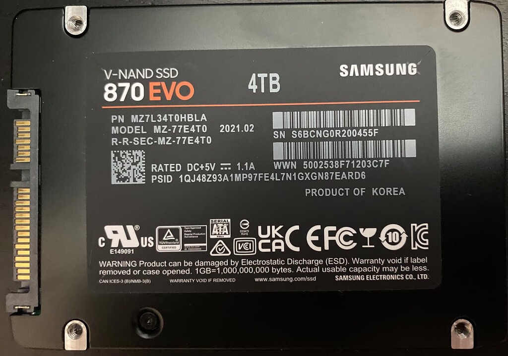 Warning, Samsung 870 EVO 4TB SSD prone to failure - Nucleus - Roon Labs