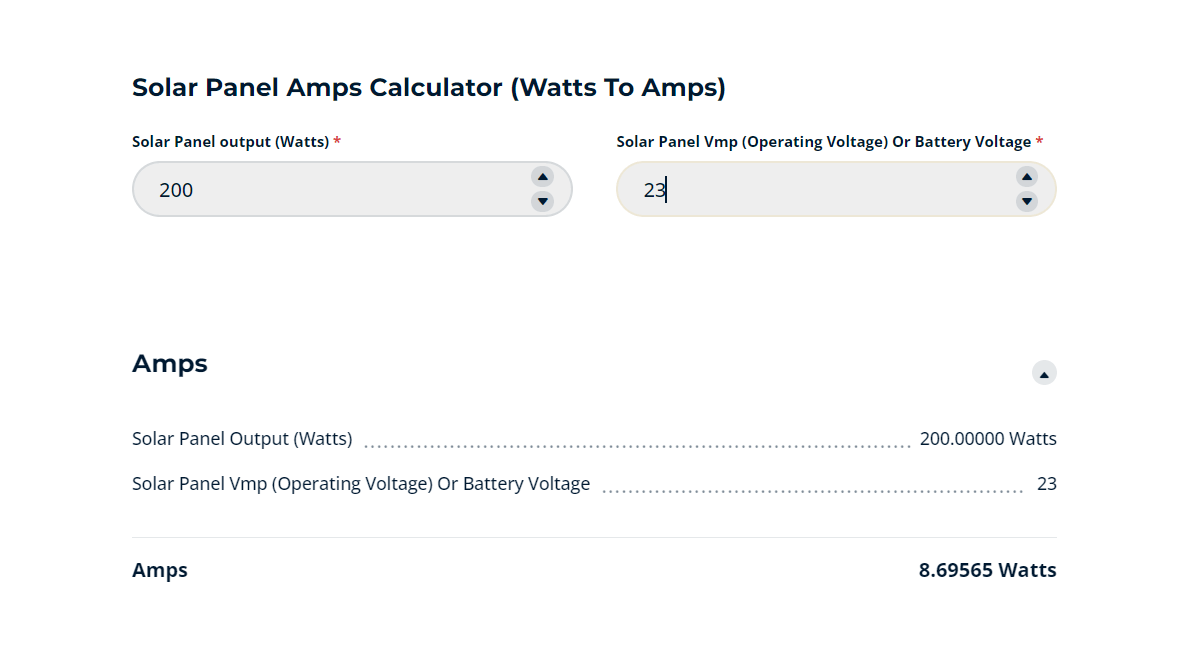 Solar Panel Amps Calculator ROOP SOLAR