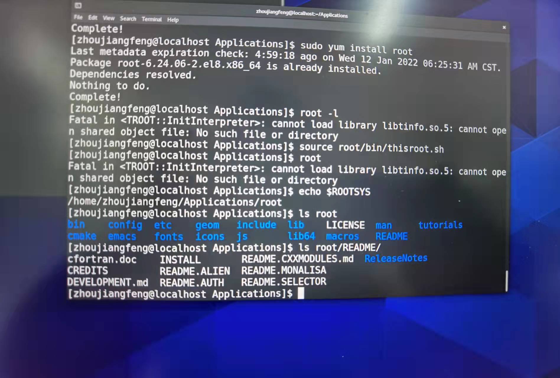 Problem with root on Centos. error while loading shared librarieslibzstd.so.1 ROOT ROOT Forum