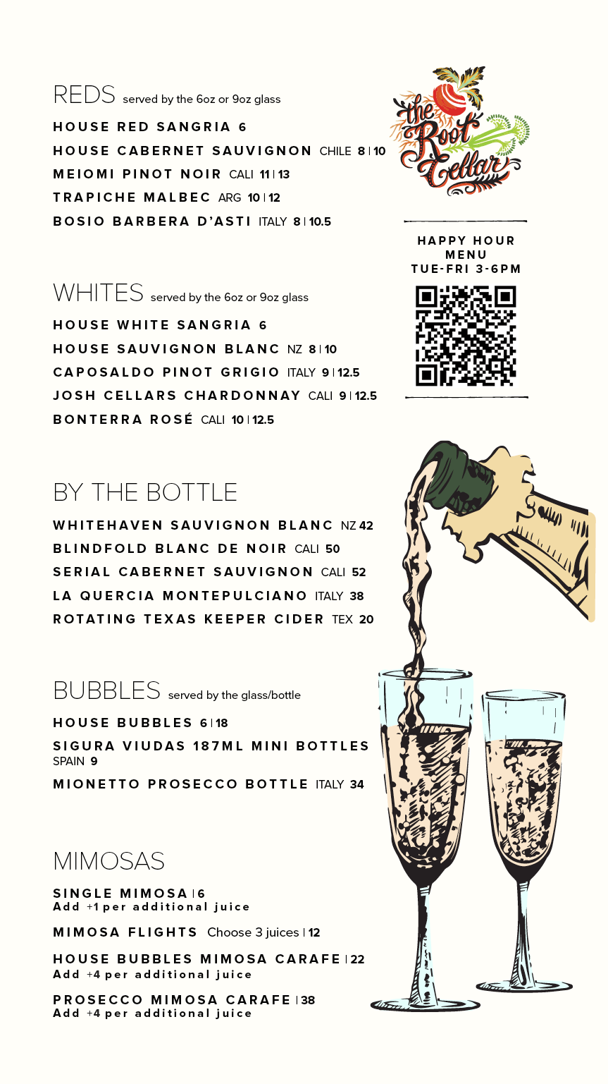 Dinner Menu Root Cellar Cafe San Marcos, Texas