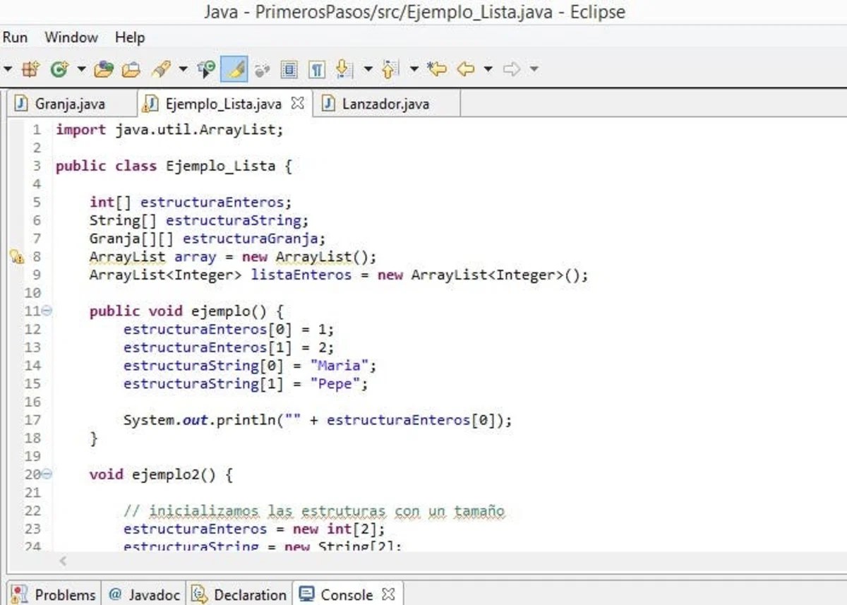 Estructuras lineales listas en Java