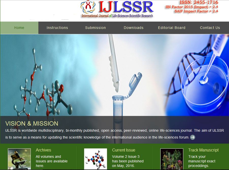 International Journal of LifeSciences Scientific Research (IJLSSR)