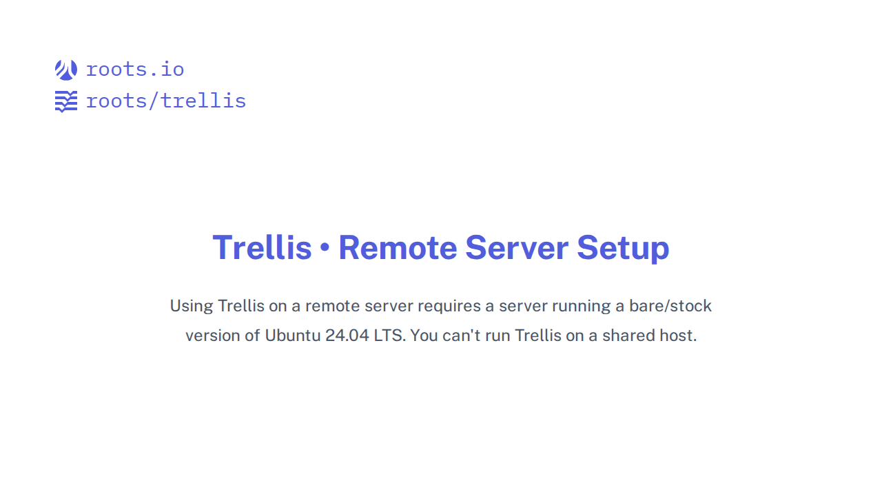 Remote Server Setup Trellis Docs Roots