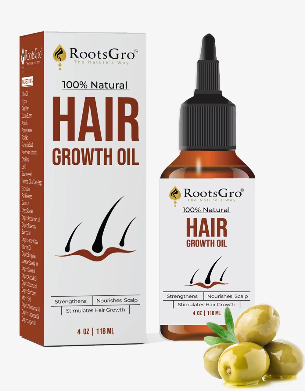 Buy RootsGro Natural Hair Growth Oil & Serum 100 Pure Organic