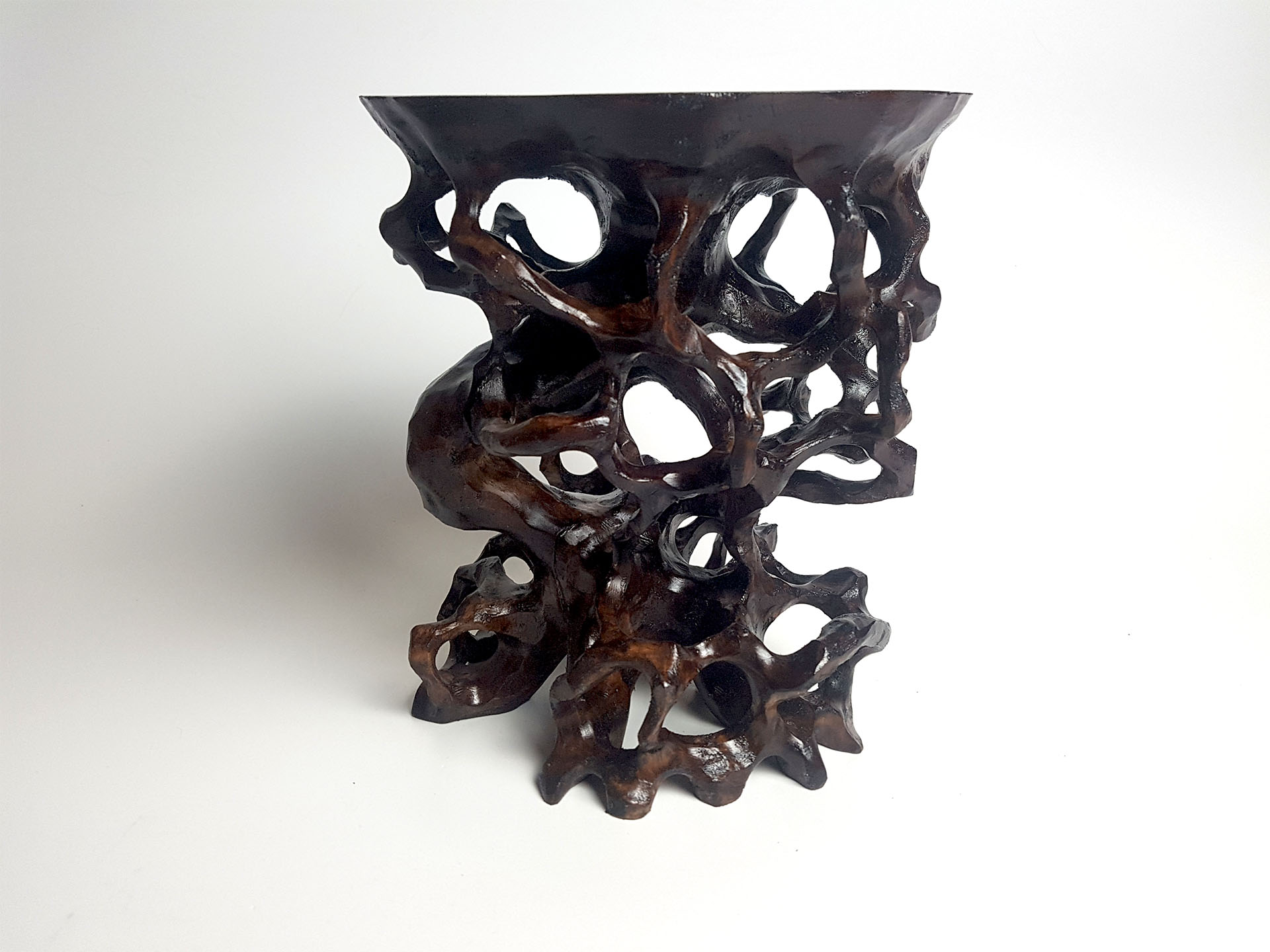 Bonsai hard wood table stand for cascade style tree Rootstands