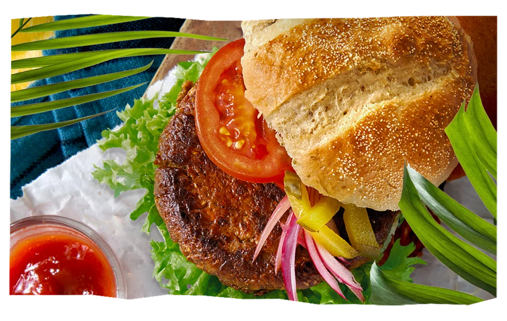 Smokey jackfruit hamburger (recept) Rootzz of Nature