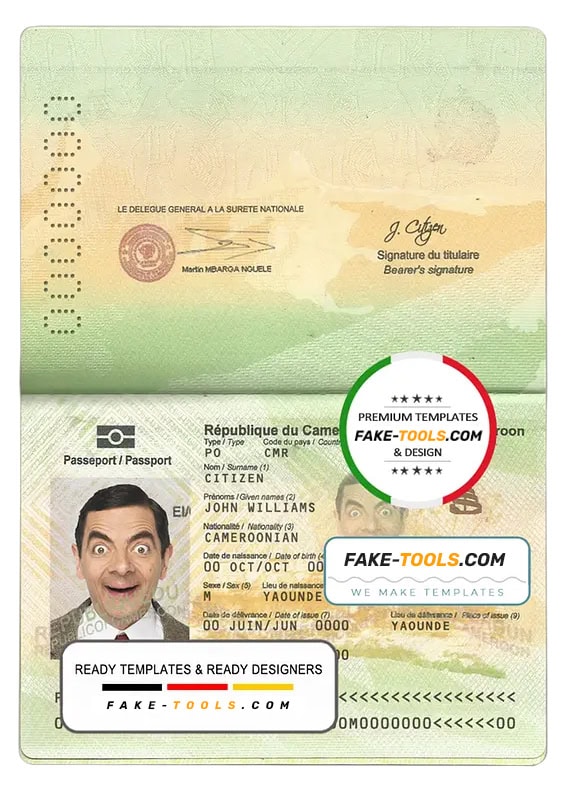 Cameroon passport template in PSD format roposh