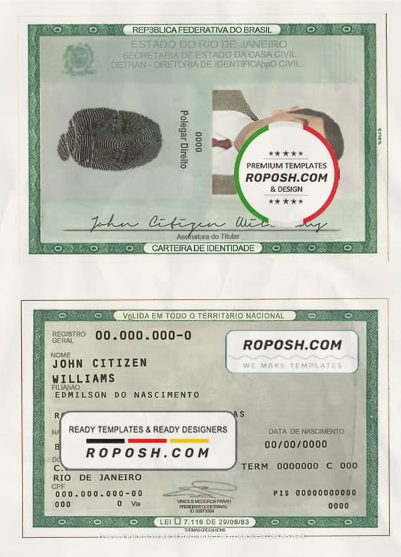 Brazil ID template in PSD format, fully editable (2010 present) roposh