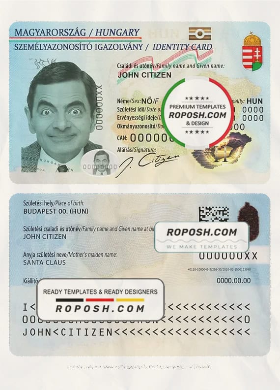Hungary ID template in PSD format roposh