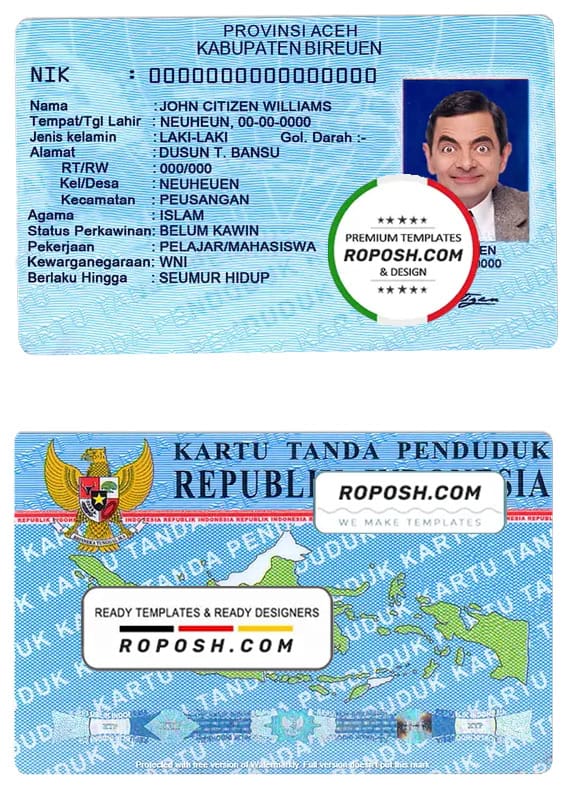 Indonesia ID template in PSD format (2016 present) roposh