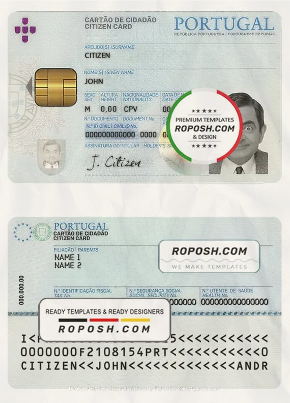 Portugal ID template in PSD format roposh