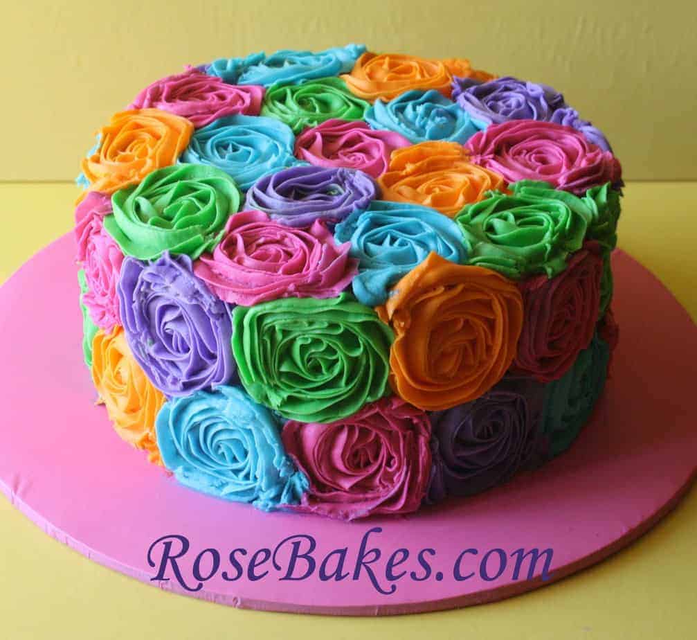 Bright Buttercream Roses Birthday Cake