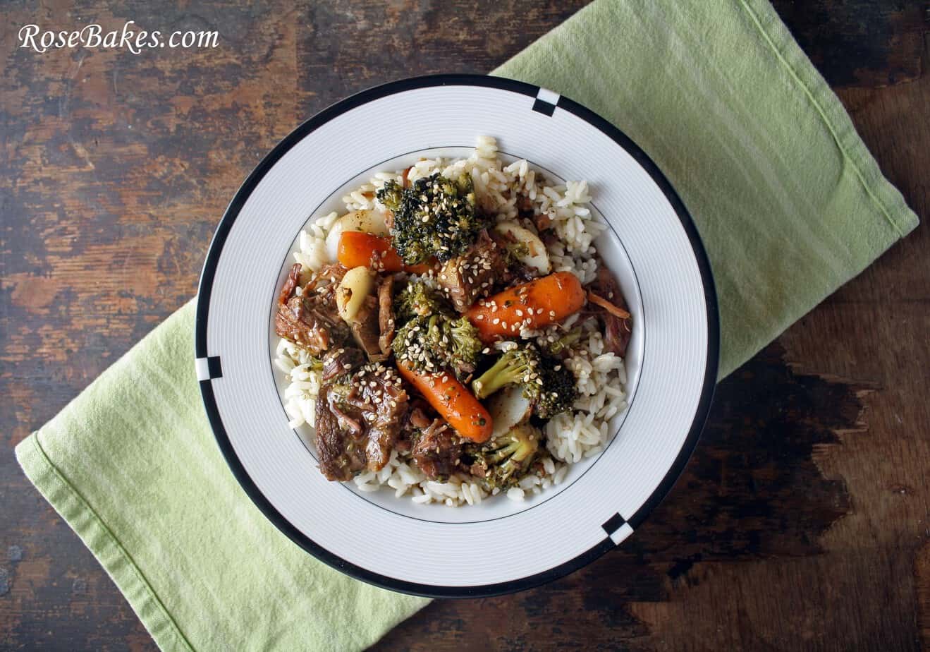 Crock Pot Beef & Veggies Over Rice