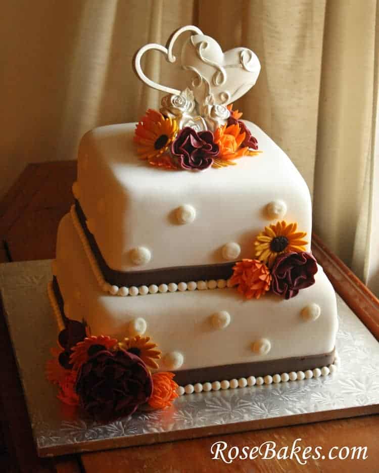 Fall Flowers Wedding Cake