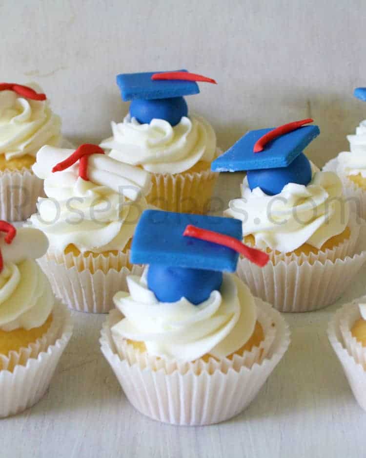 How to Make Graduation Cap Cupcake Toppers Tutorial Rose Bakes